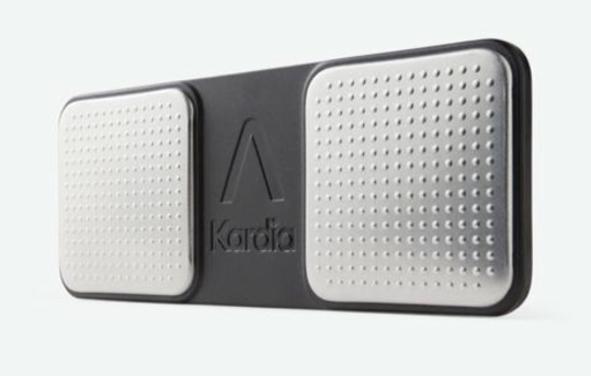   Above: The AliveCor EKG is a slim device you can carry around with you. I slip mine into the pocket of the new iPhone X leather folio but, if you wish you can stick it to the back of an iPhone using the supplied kit (below)  